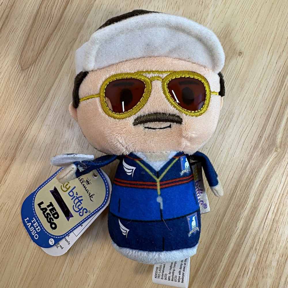 Hallmark itty bittys Ted Lasso mini Plush Stuffed Toy w/ Glasses Visor Soccer